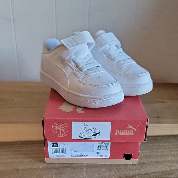 PUMA Caven Kids Classic White Sneakers Size 11 C - Picture 1 of 16